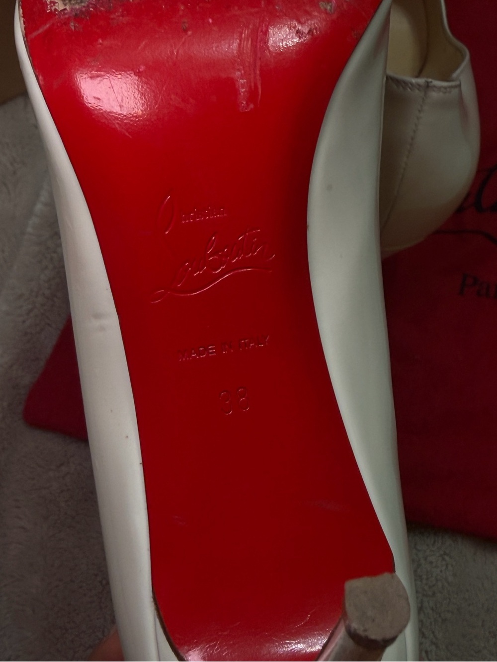 Christian Louboutin White Patent Pointed Toe Stiletto Pumps - Picture 6 of 8
